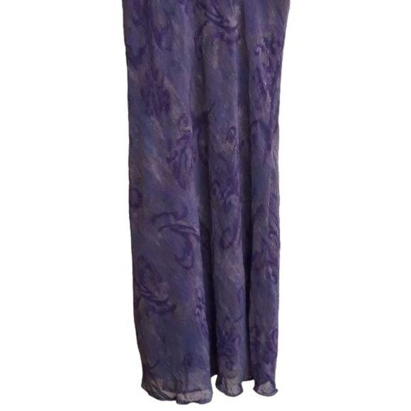 Vtg 80's Michael Blair Dress Short Sleeve Maxi Crinkle Tie-dye Plum Scroll Sz 14 - Picture 5 of 8